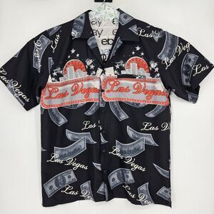Pacific & Co Shirt Mens Large Las Vegas‎ Short Sleeve All Over Print L Money